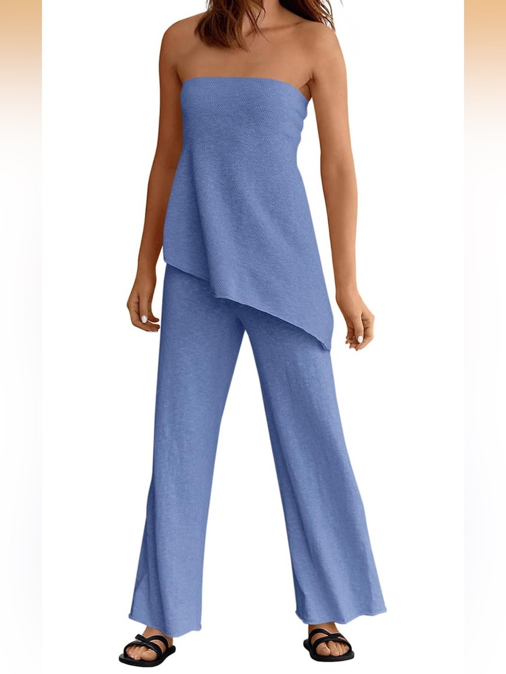 Amazon Strapless Asymmetric Lounge Set - Blue